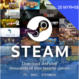 Карта пополнения кошелька Steam 5$ (Цифровой код)
