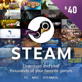 Карта Steam - 40 Долларов (США, Турция, Европа, СНГ доллары)