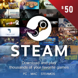 Карта Steam - 50 Долларов (США, Турция, Европа, СНГ доллары)